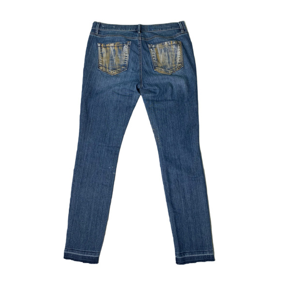 REFRESHED- Ann Taylor LOFT Hand Painted Denim Jeans - Picture 4 of 6